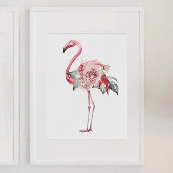 Watercolor Tropical Flamingo Wall Art Poster Print UNFRAMED - Picture 5 of 17